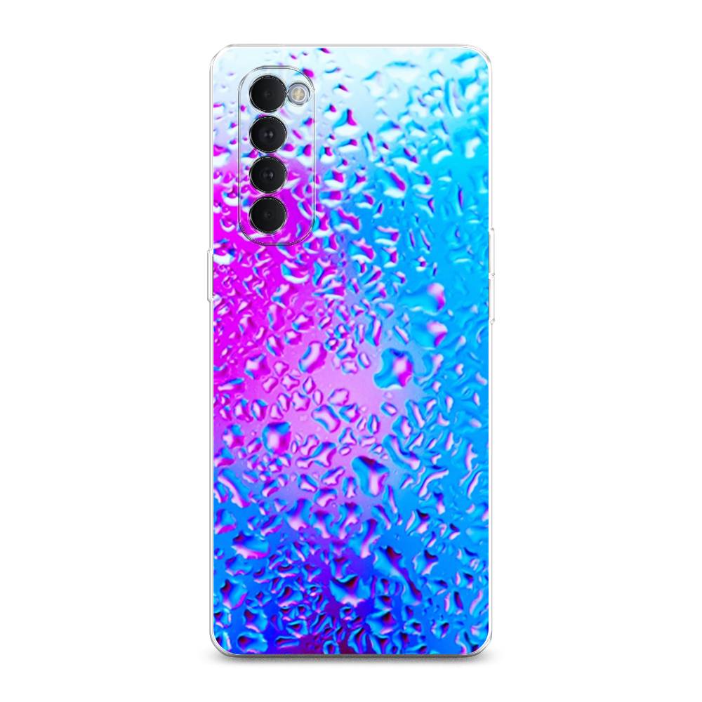 

Чехол на Oppo Reno 4 Pro "Капли на стекле", Голубой;розовый, 258950-3
