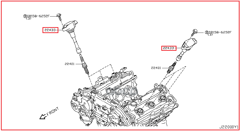 22448JA10C катушка зажигания Nissan 350Z/Altima 2.5-3.5i 02>