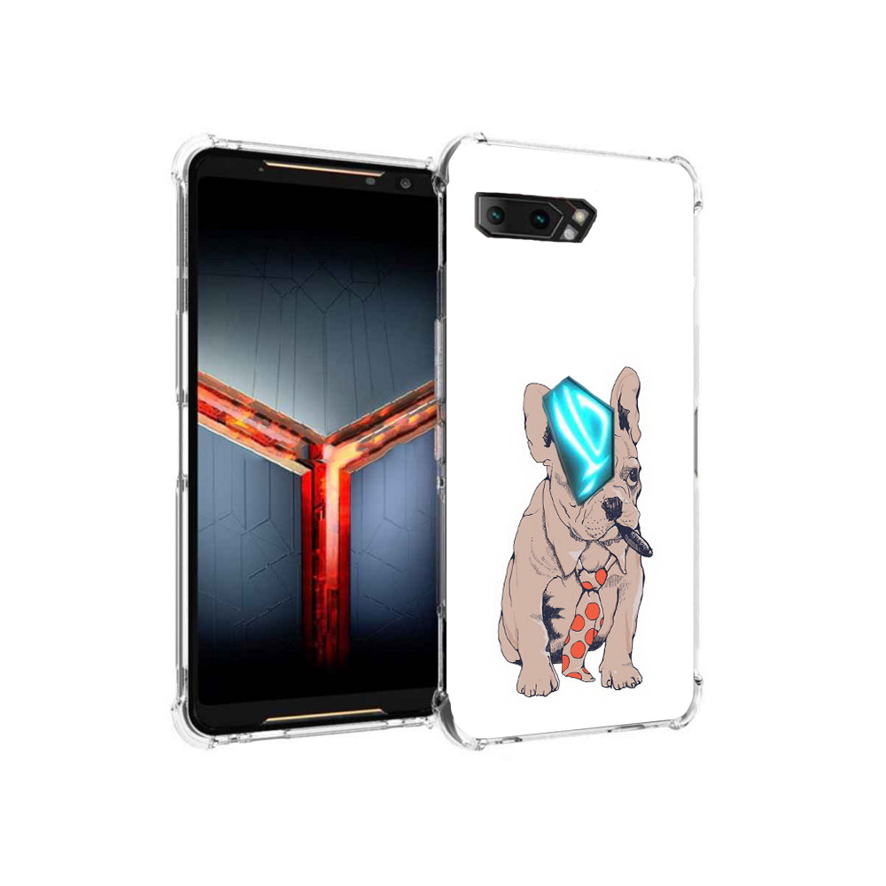 

Чехол MyPads Tocco для Asus ROG Phone 2 бульдог с сигарой, Прозрачный, Tocco