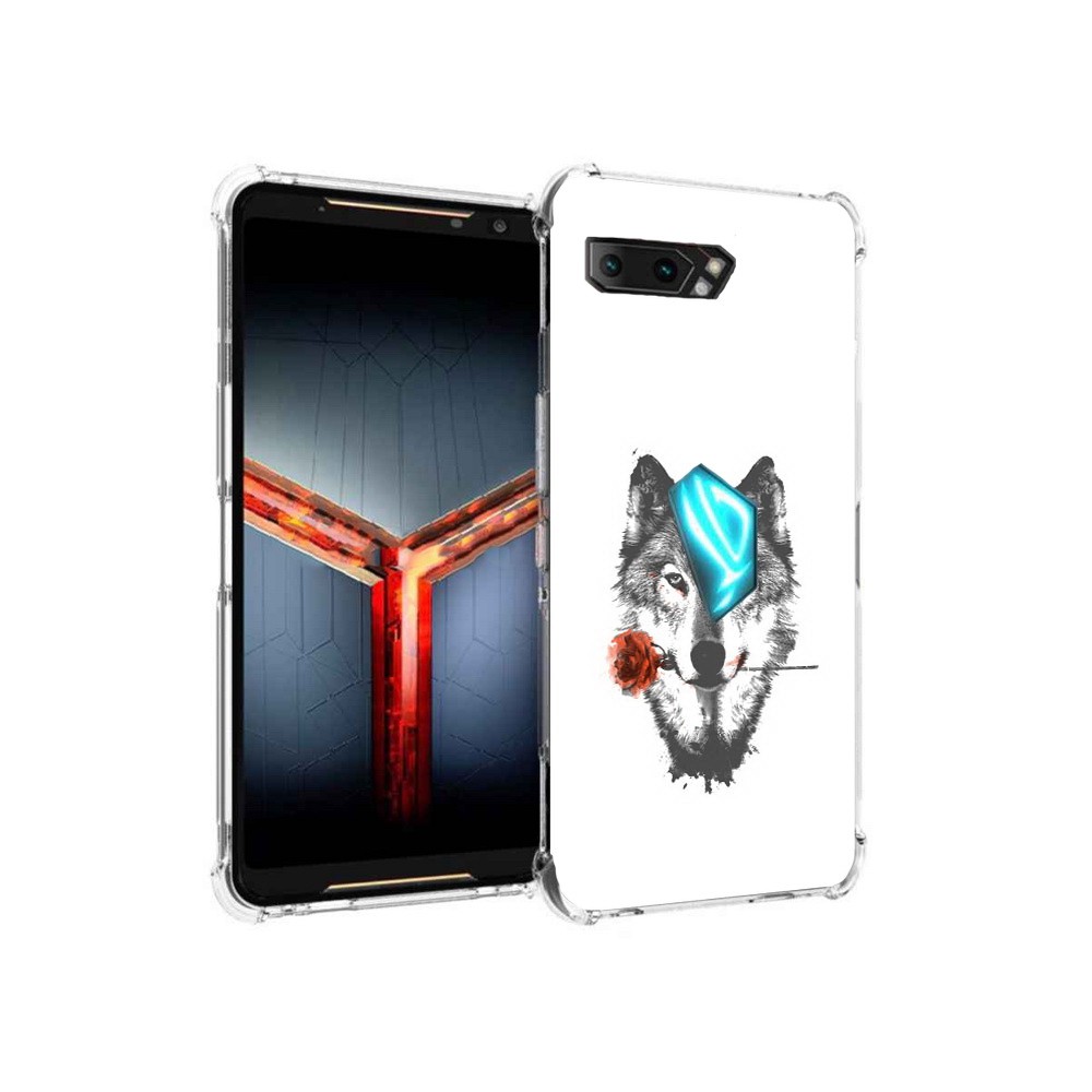 

Чехол MyPads Tocco для Asus ROG Phone 2 волк с розой, Прозрачный, Tocco