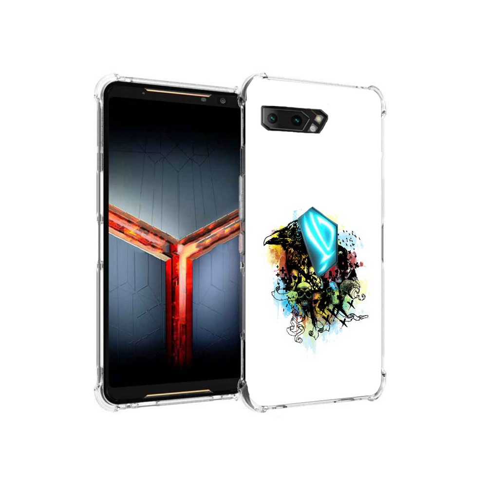 

Чехол MyPads Tocco для Asus ROG Phone 2 ворон и черепа, Прозрачный, Tocco