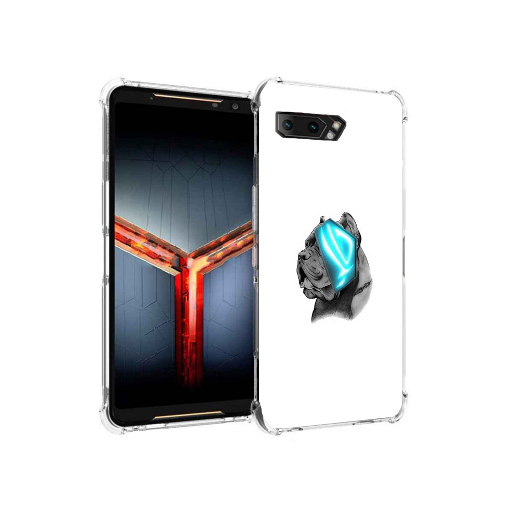

Чехол MyPads Tocco для Asus ROG Phone 2 грозный бульдог, Прозрачный, Tocco