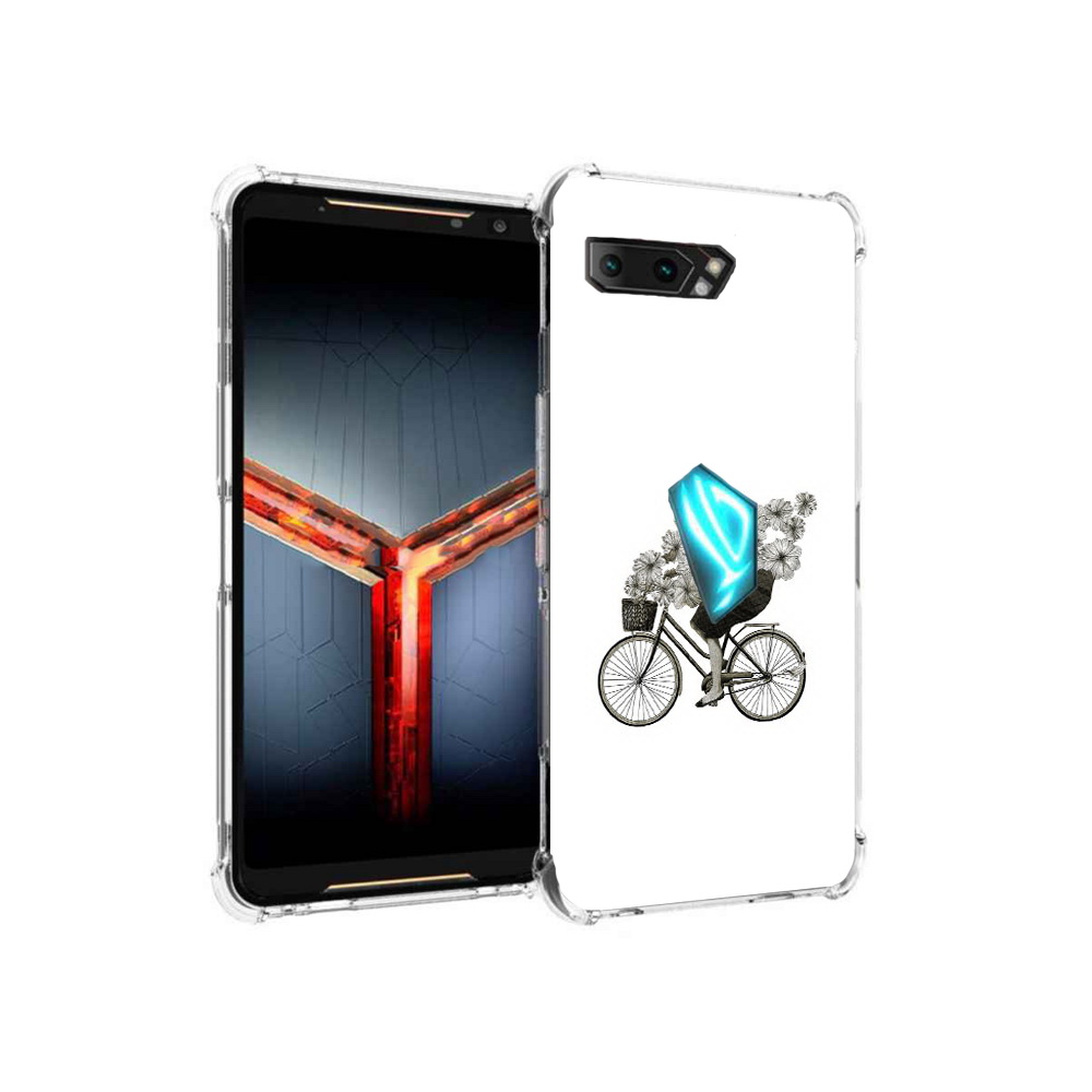 Чехол MyPads Tocco для Asus ROG Phone 2 девушка на велосипеде с цветами