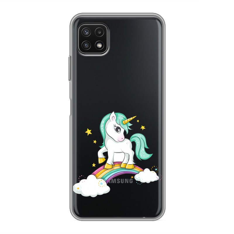 

Полупрозрачный силиконовый чехол для Samsung Galaxy A22s 5G Радуга и единорог