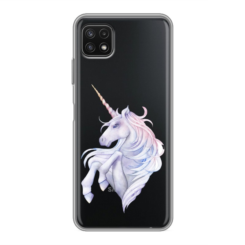 

Полупрозрачный дизайнерский силиконовый чехол для Samsung Galaxy A22s 5G Единорог