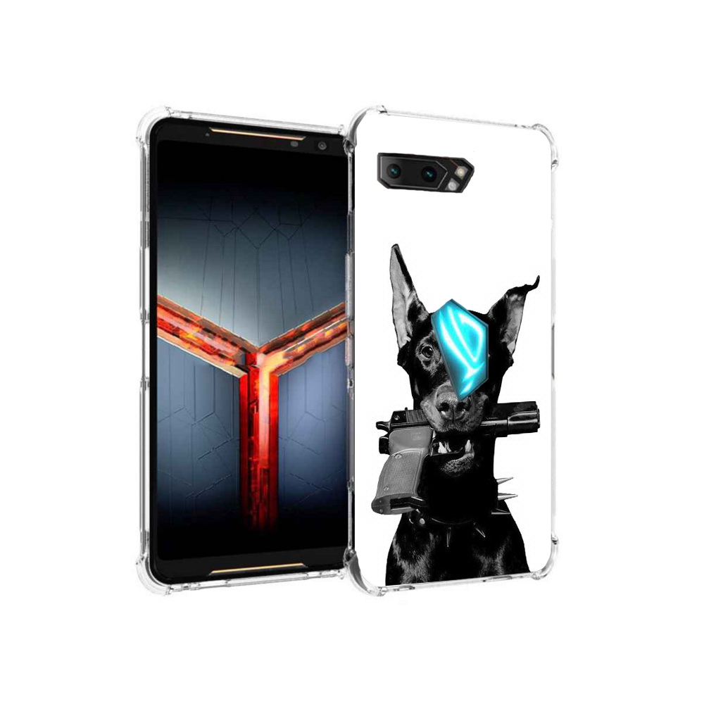 

Чехол MyPads Tocco для Asus ROG Phone 2 доберман с пистолетом, Прозрачный, Tocco