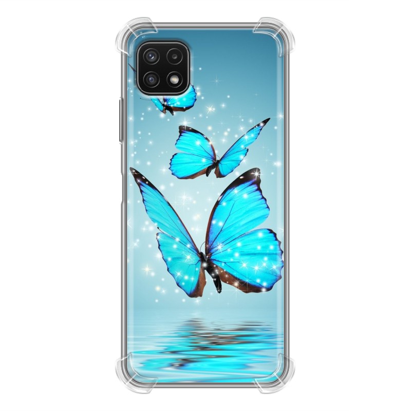 фото Силиконовый с усиленными углами чехол для samsung galaxy a22s 5g бабочки голубые 100gadgets