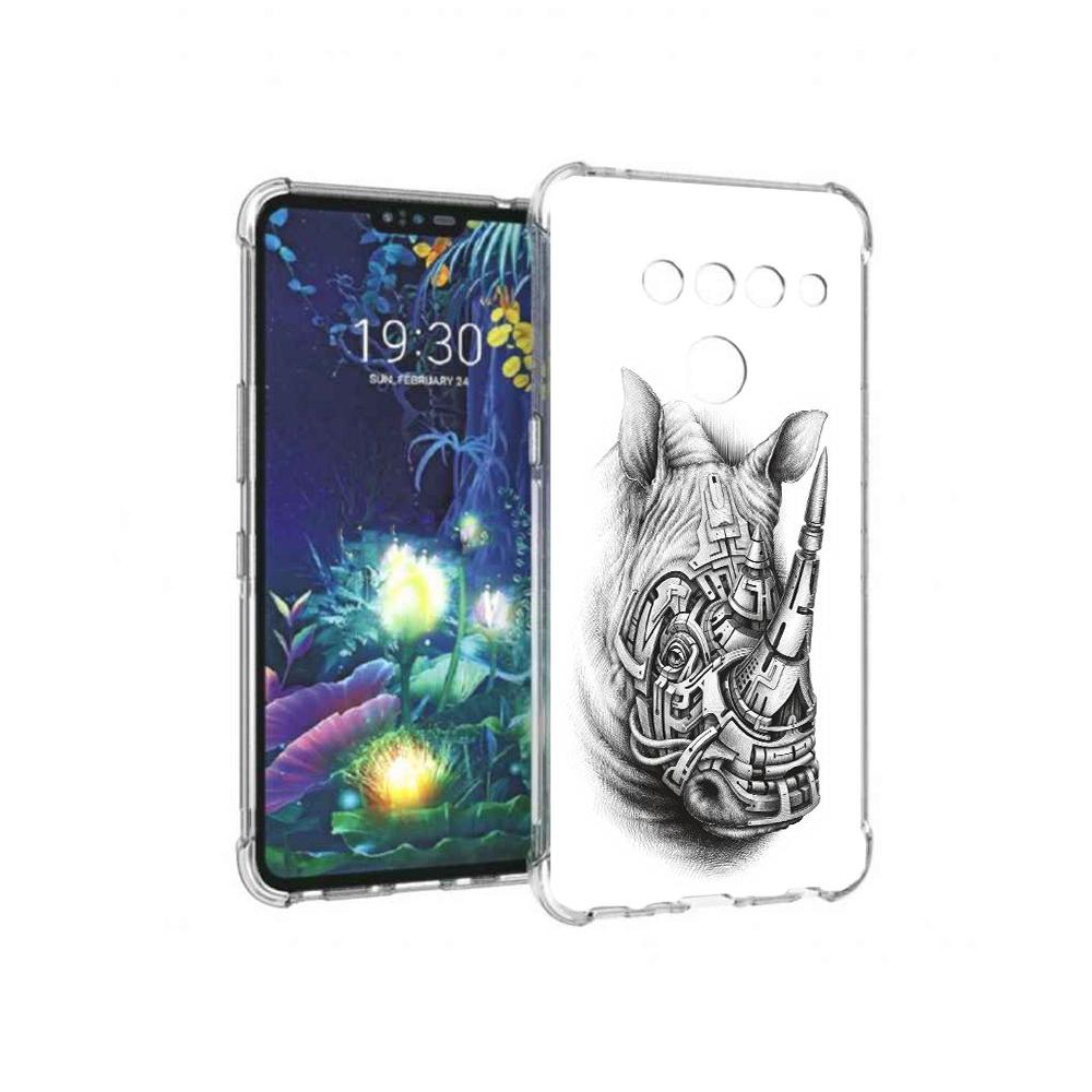 

Чехол MyPads Tocco для LG V50 ThinQ стальной носорог, Прозрачный, Tocco