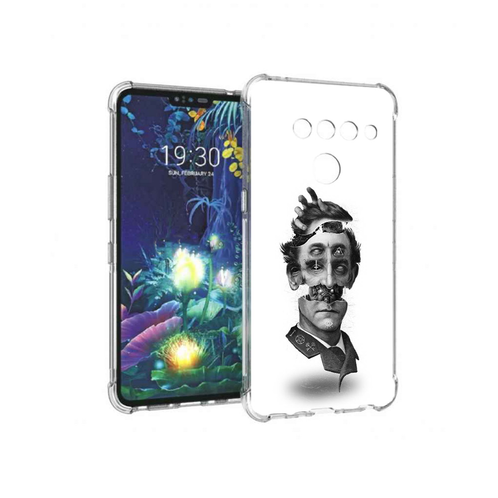 

Чехол MyPads Tocco для LG V50 ThinQ страшное лицо абстракция, Прозрачный, Tocco