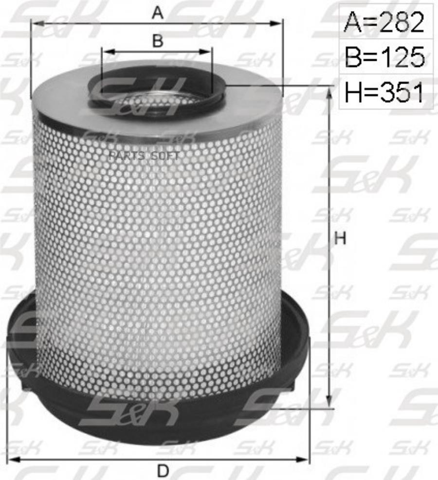 

Фильтр Воздушный H=351 D1=282 D2=125