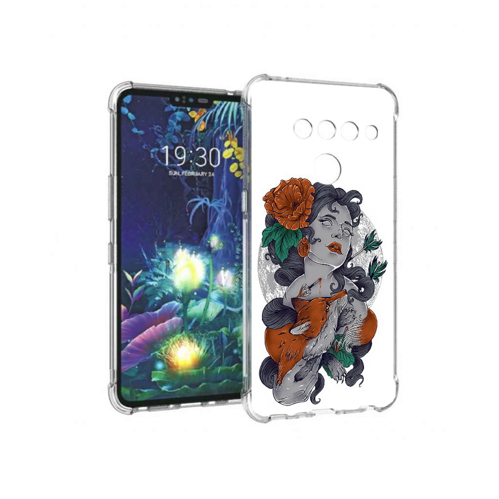 

Чехол MyPads Tocco для LG V50 ThinQ темная девушка с лисой, Прозрачный, Tocco