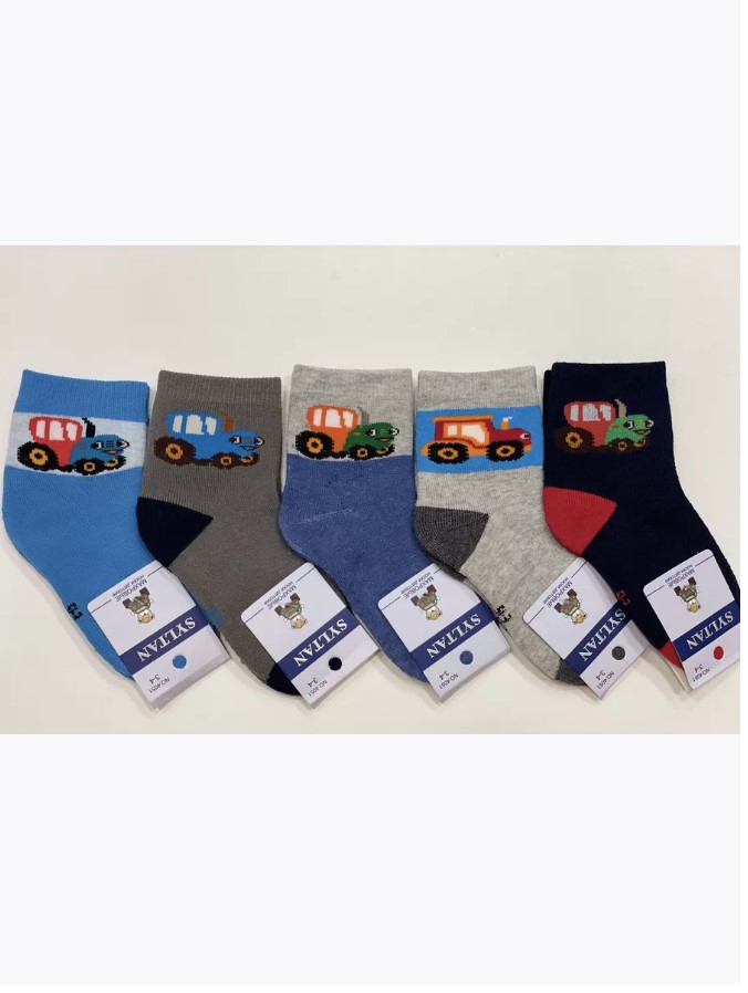 Носки детские SYLTAN Веселый трактор, черный, синий, серый, коричневый, 24-26 носки мужские в синем е
