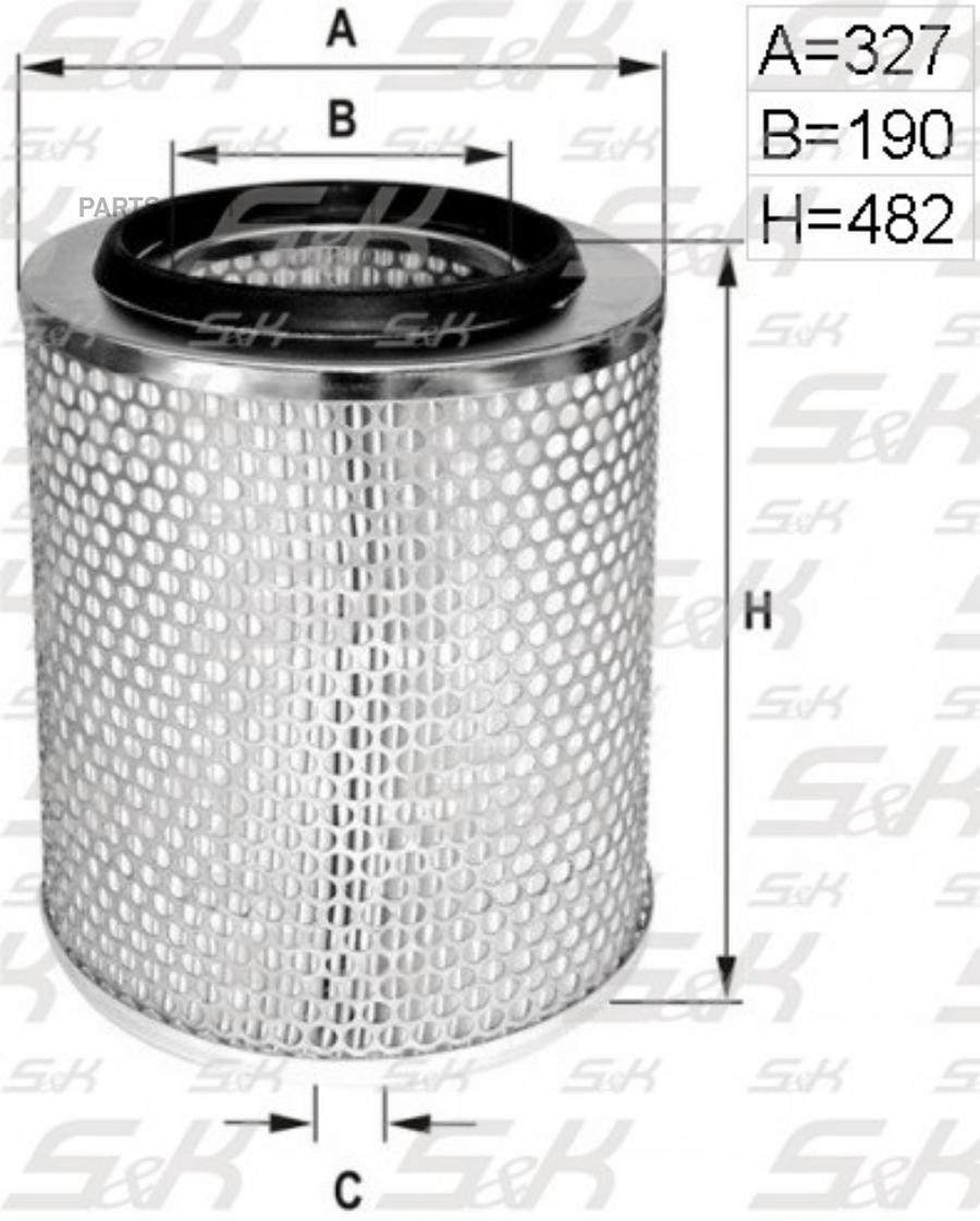 

Фильтр Воздушный H=482 D1=327 D2=190