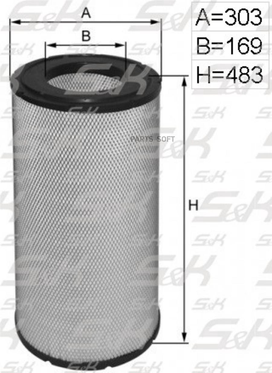 

Фильтр Воздушный H=483 D1=303 D2=169