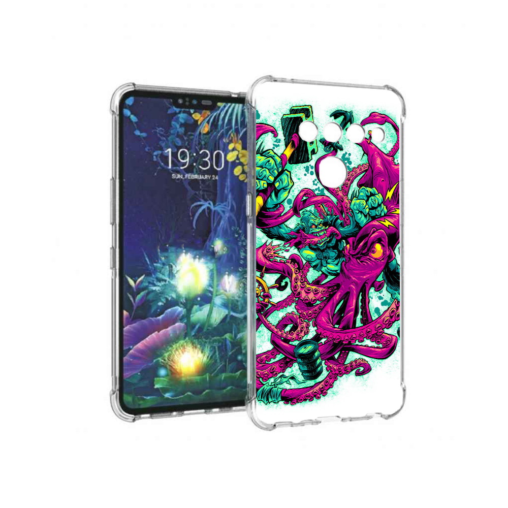 

Чехол MyPads Tocco для LG V50 ThinQ фиолетовый кракен, Прозрачный, Tocco