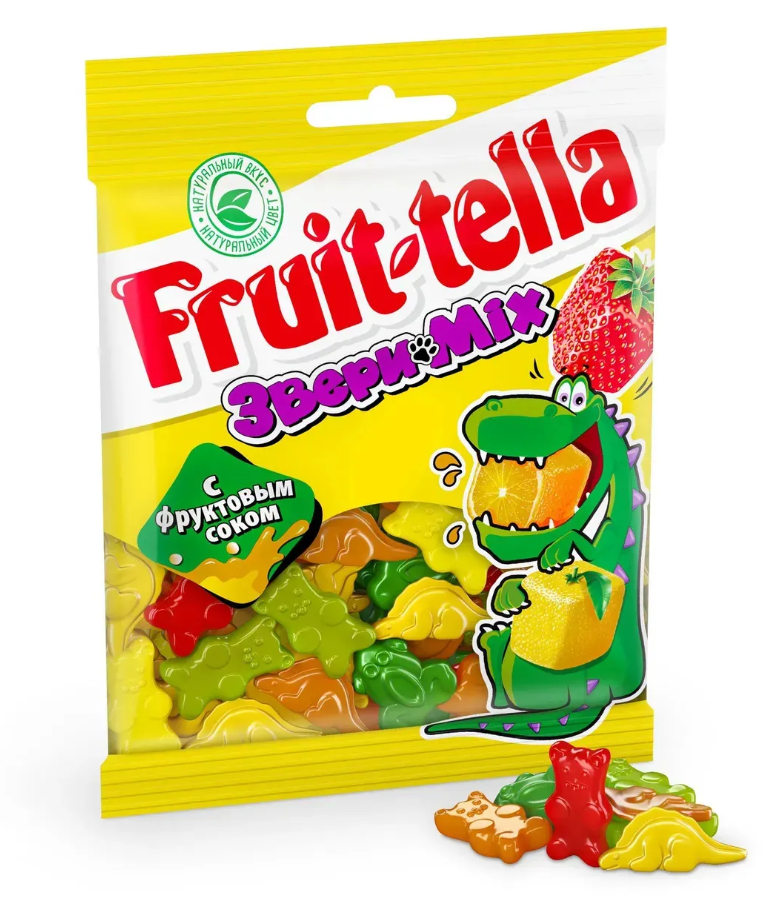 фото Мармелад жевательный fruittella звери mix, 30шт. по 70г. fruit-tella