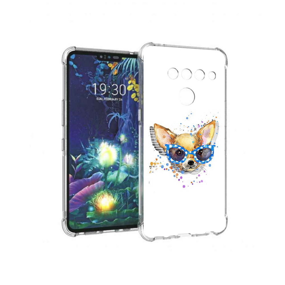 

Чехол MyPads Tocco для LG V50 ThinQ чихуа-хуа в очках, Прозрачный, Tocco