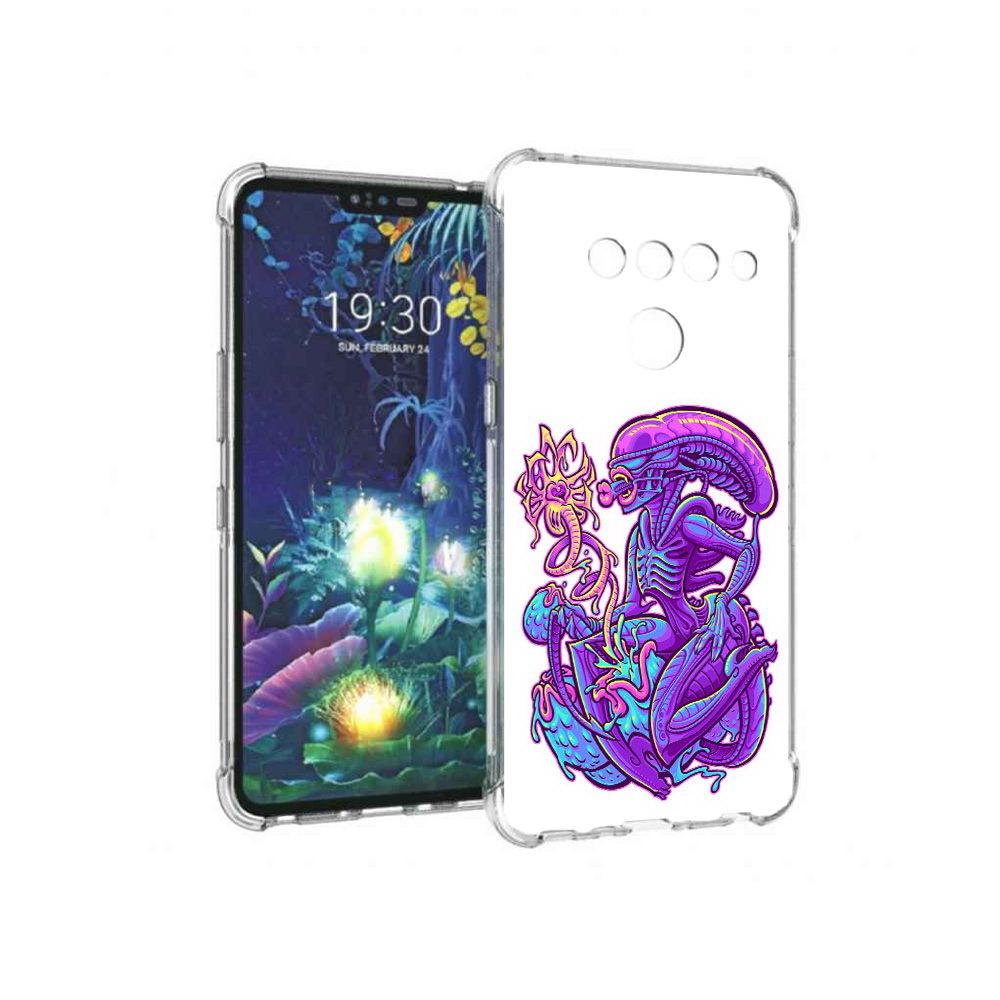 

Чехол MyPads Tocco для LG V50 ThinQ чужой фиолетовый цвет, Прозрачный, Tocco