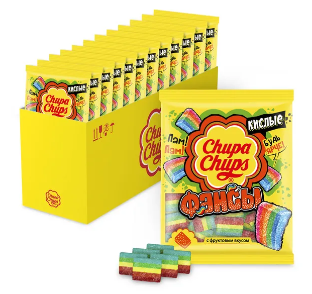 Мармелад жевательный Chupa Chups Кислые фансы, с фруктовым вкусом, 30шт. по 70г.