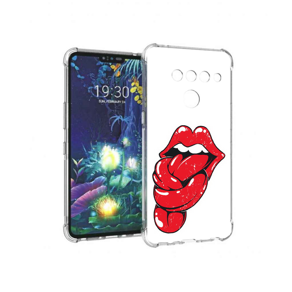 

Чехол MyPads Tocco для LG V50 ThinQ яркие губы с языком, Прозрачный, Tocco