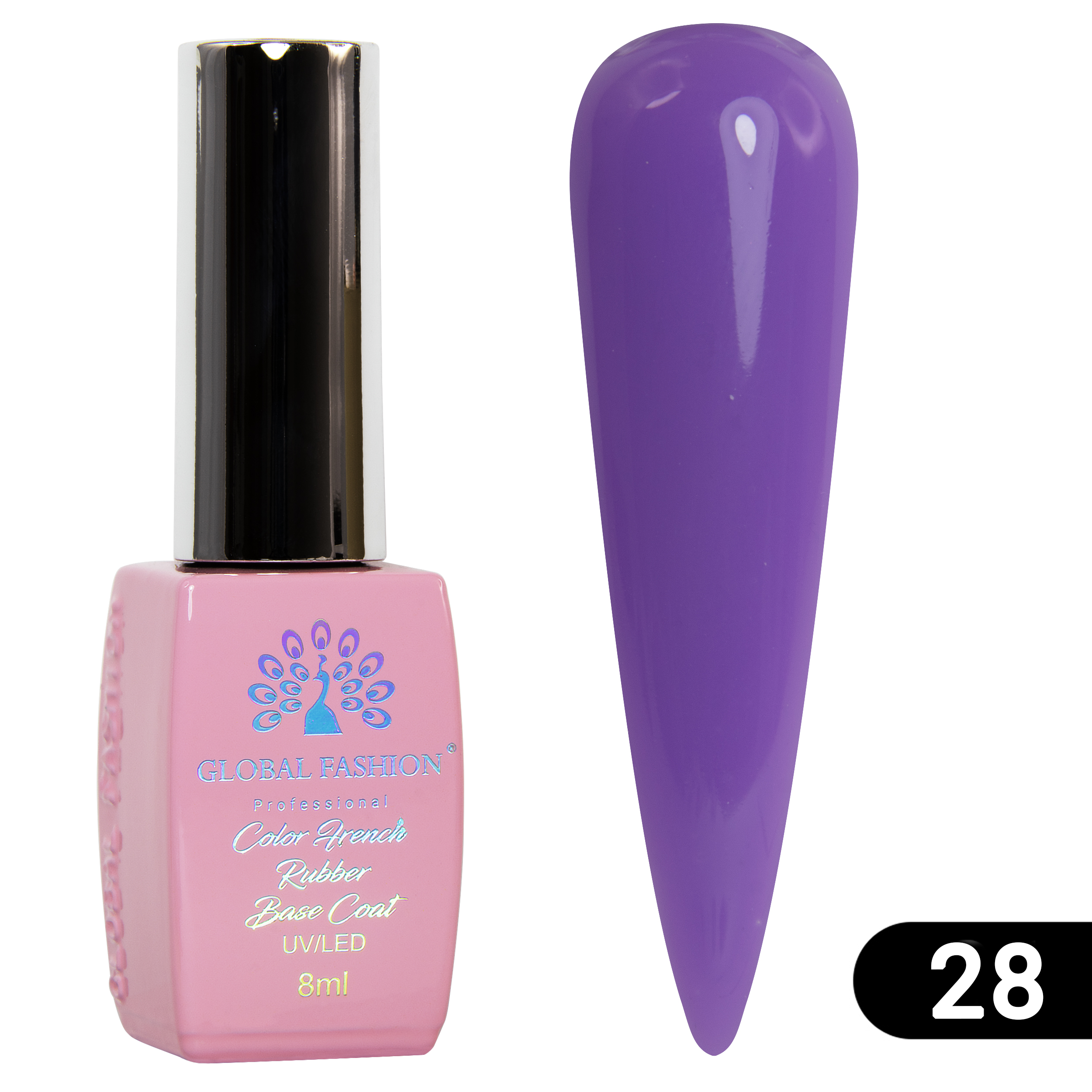 фото Цветная френч база для гель-лака global fashion, color french base coat 28, 8 мл