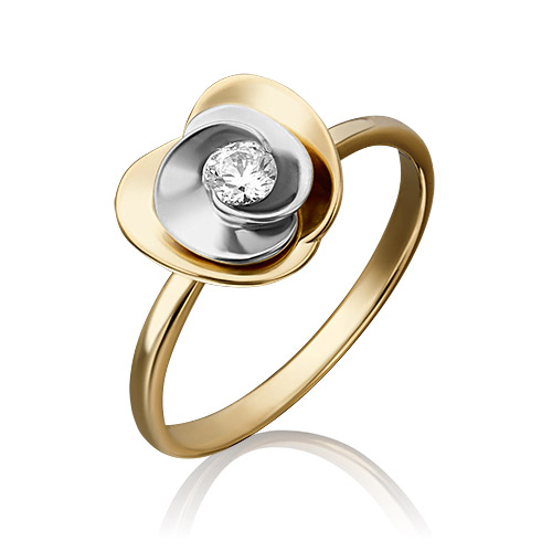 

Кольцо из комбинированного золота с фианитом р. 16 PLATINA jewelry 01-5263-00-501-1121-38, 01-5263-00-501-1121-38