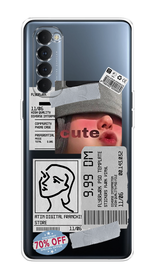 

Чехол на Oppo Reno 4 Pro "Cute girl collage", Розовый;серый;голубой, 258950-6