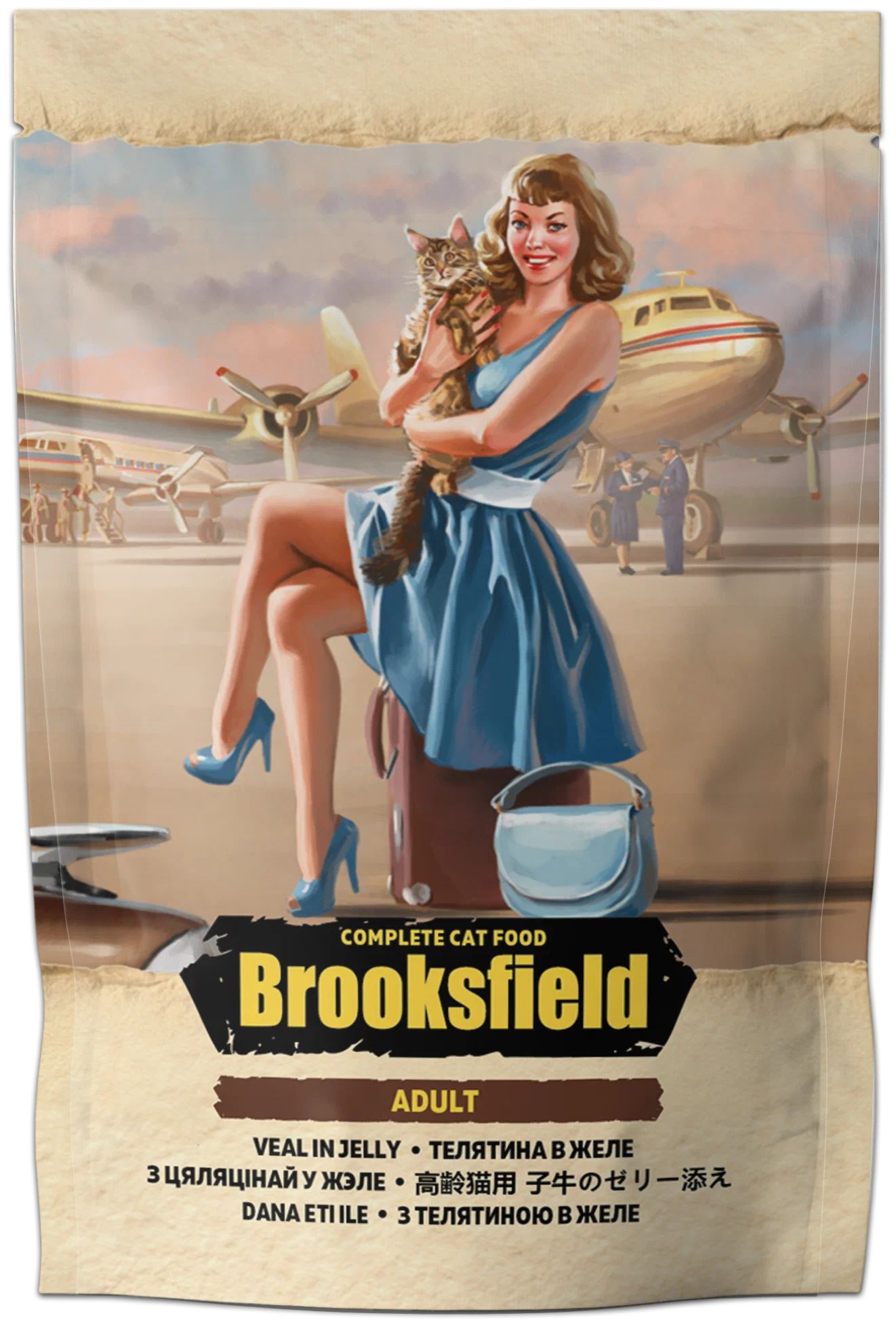 Влажный корм для кошек Brooksfield Adult с телятиной в желе, 85г