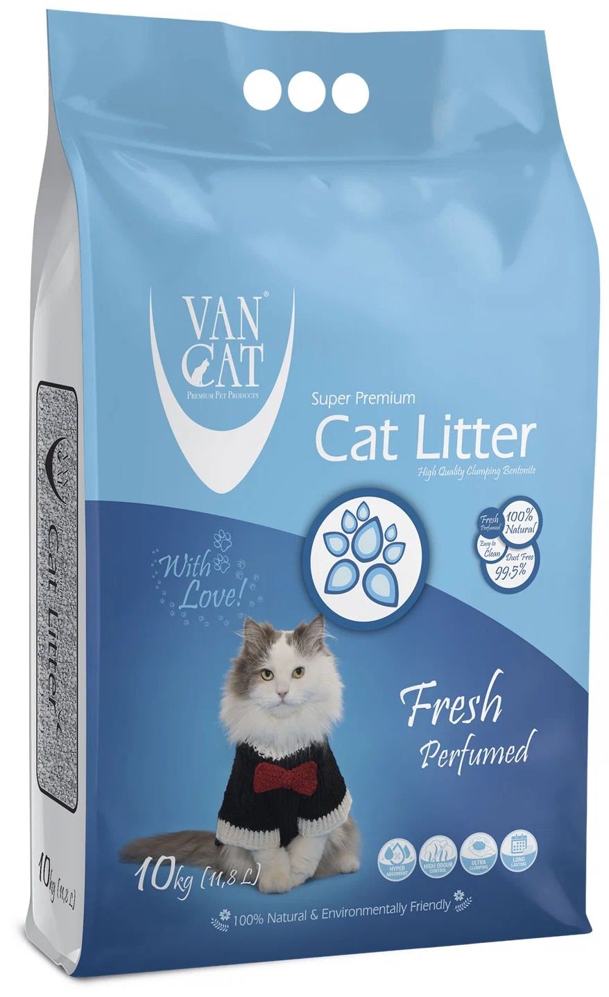 Комкующийся наполнитель VAN CAT FRESH глиняный, весенняя свежесть, 10 кг