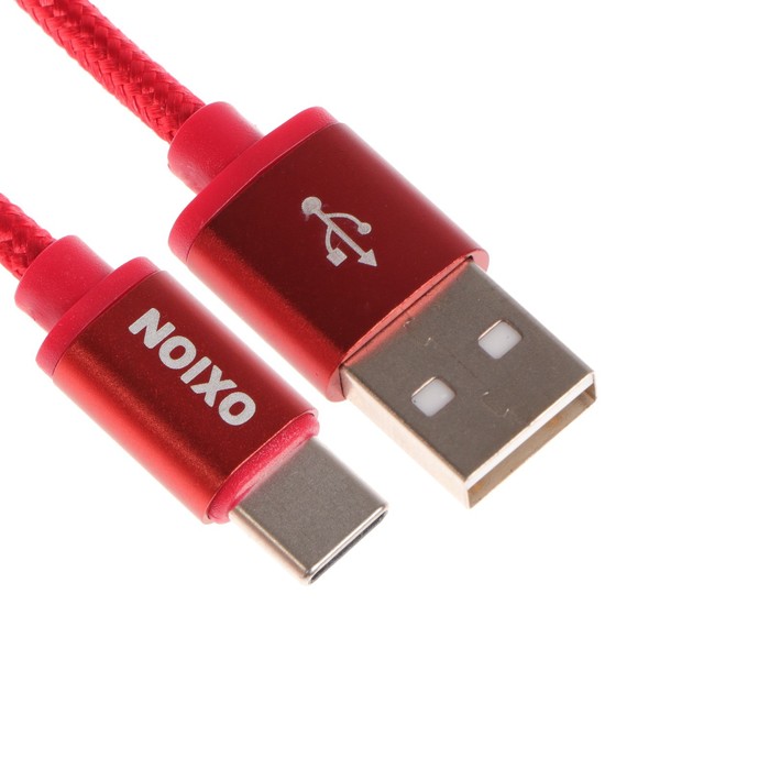 Кабель OXION DCC259 Type-C - USB зарядка и передача данных, 1.3 м, красный