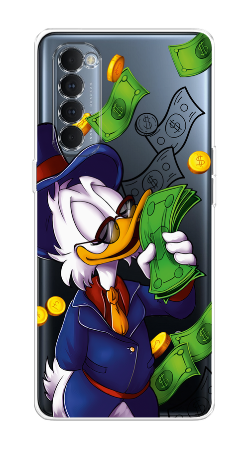 

Чехол на Oppo Reno 4 Pro "Scrooge McDuck with Money", Синий;зеленый;белый, 258950-6