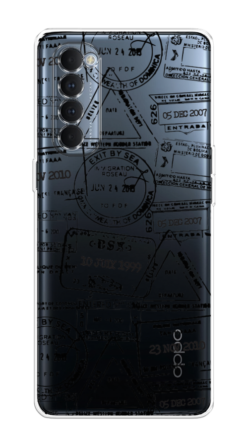 

Чехол на Oppo Reno 4 Pro "Visa stamps 2", Белый;черный;серый, 258950-2