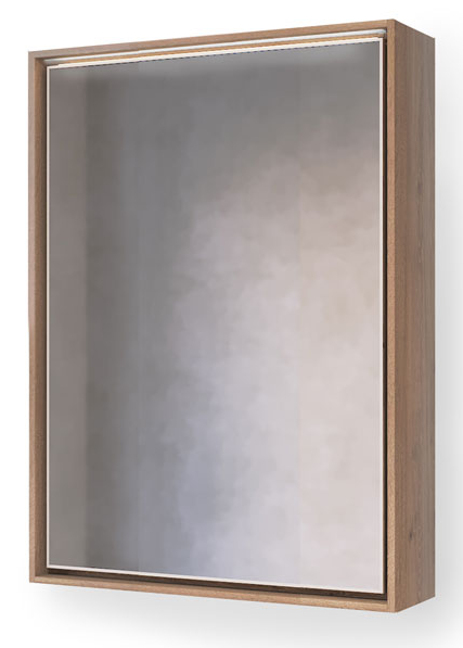 фото Зеркало-шкаф raval frame 75 дуб трюфель с подсветкой, розеткой (fra.03.75/dt)