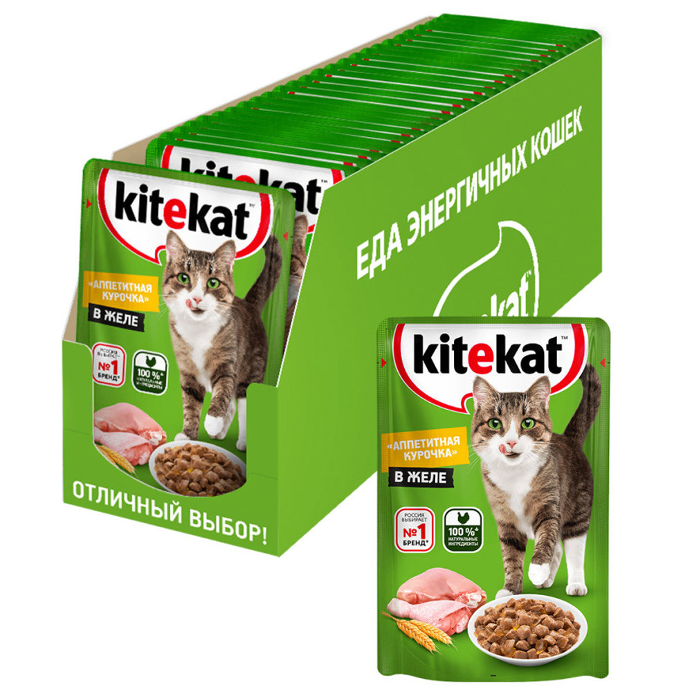 

Влажный корм для кошек Kitekat Аппетитная курочка в желе, 28шт по 85г, курица 85 г