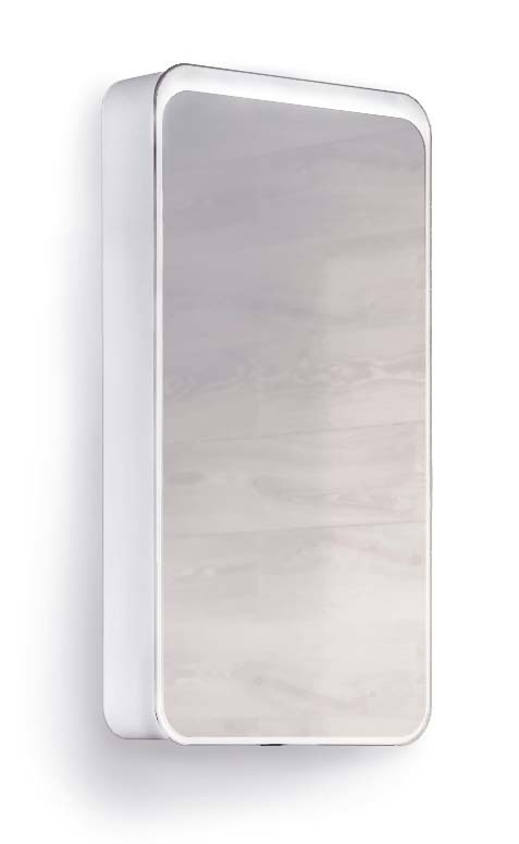 фото Зеркало-шкаф raval pure 46 белый с подсветкой универсальный (pur.03.46/w)