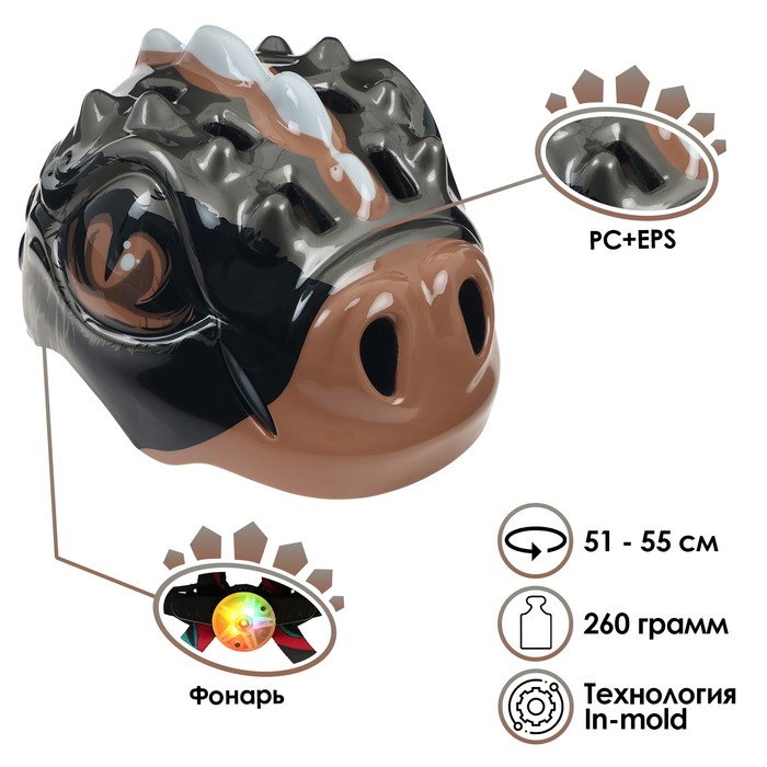 

Шлем велосипедиста детский, размер 51-55 см, 028-M771, цвет чёрный
