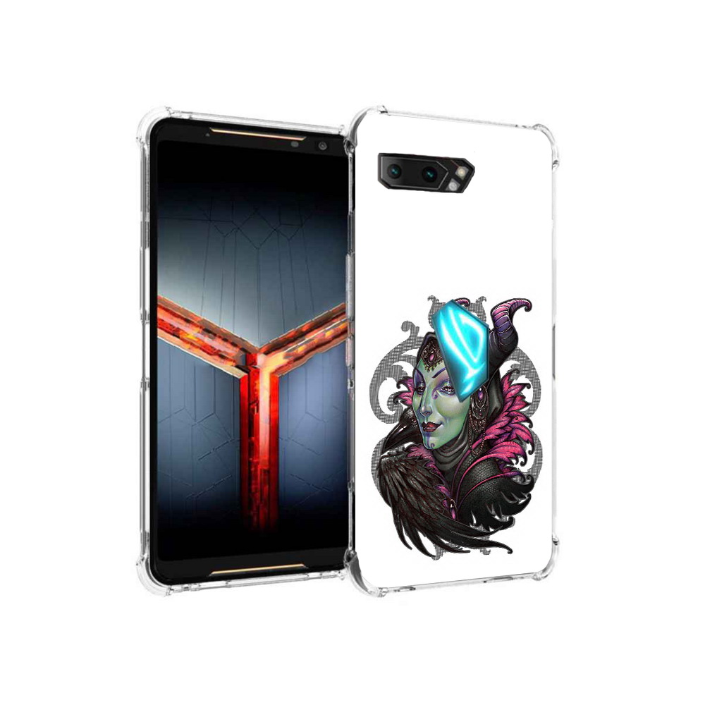 

Чехол MyPads Tocco для Asus ROG Phone 2 зеленая девушка с вороном, Прозрачный, Tocco