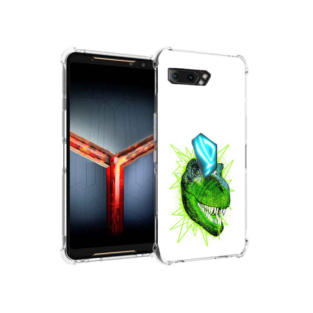 

Чехол MyPads Tocco для Asus ROG Phone 2 зеленый динозавр, Прозрачный, Tocco
