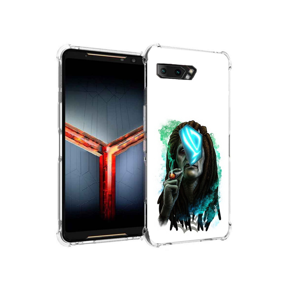 

Чехол MyPads Tocco для Asus ROG Phone 2 зеленый мужчина с сигаретой, Прозрачный, Tocco