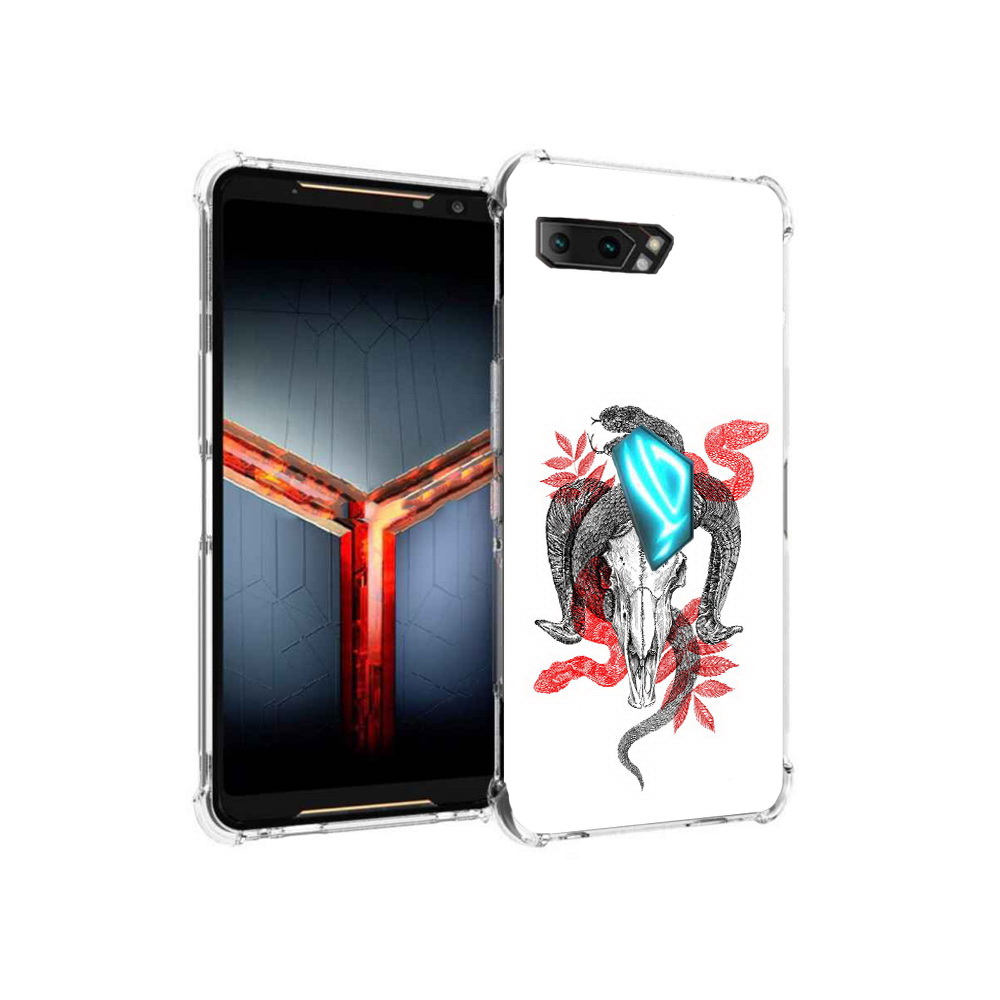 

Чехол MyPads Tocco для Asus ROG Phone 2 змея в черепе рисунок, Прозрачный, Tocco