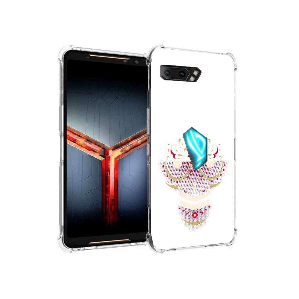 

Чехол MyPads Tocco для Asus ROG Phone 2 карнавальный скелет абстракция, Прозрачный, Tocco