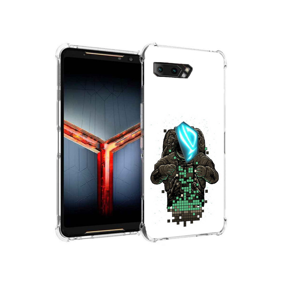 

Чехол MyPads Tocco для Asus ROG Phone 2 космонавт с пикселями, Прозрачный, Tocco