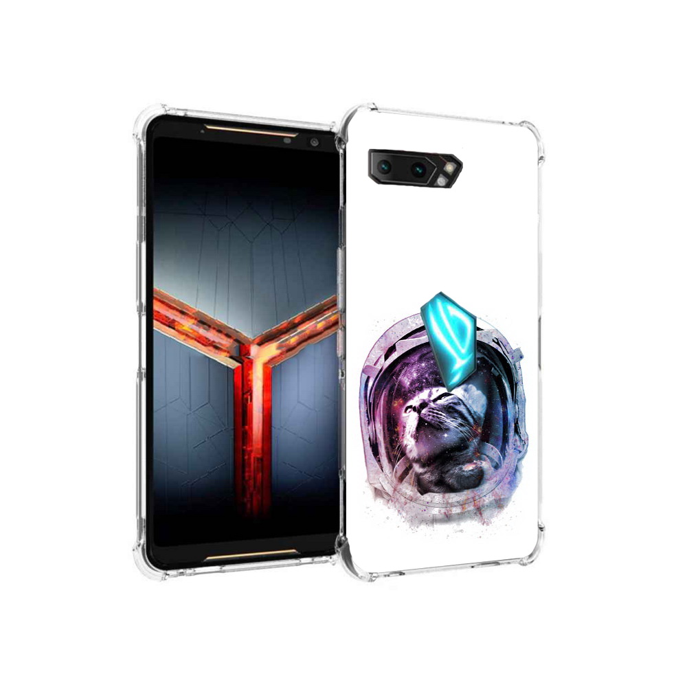 

Чехол MyPads Tocco для Asus ROG Phone 2 кот в шлеме, Прозрачный, Tocco