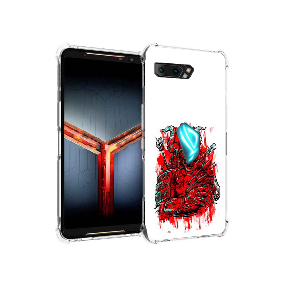 

Чехол MyPads Tocco для Asus ROG Phone 2 красный скелет воин, Прозрачный, Tocco