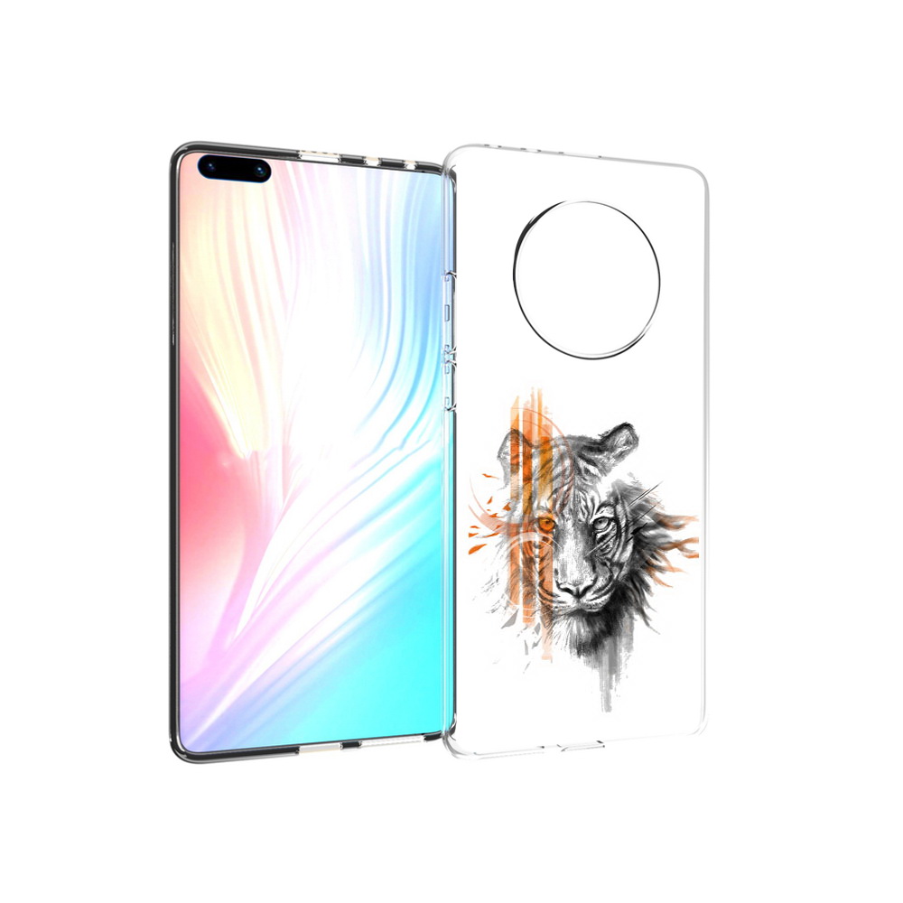 

Чехол MyPads Tocco для Huawei Mate 40 Pro огненный тигр, Прозрачный, Tocco