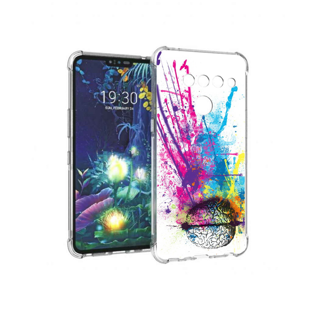 

Чехол MyPads Tocco для LG V50 ThinQ яркий красочный мозг, Прозрачный, Tocco