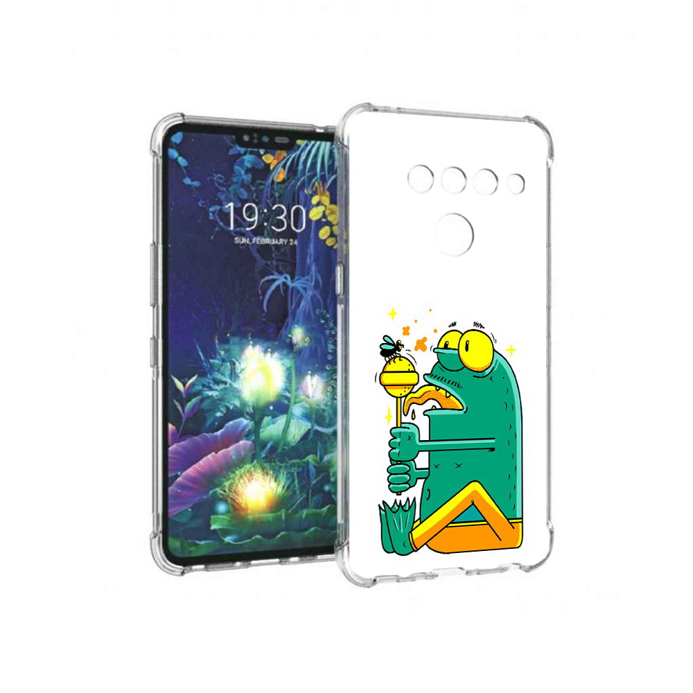 

Чехол MyPads Tocco для LG V50 ThinQ Зеленая лягушка с чупа чупсом, Прозрачный, Tocco