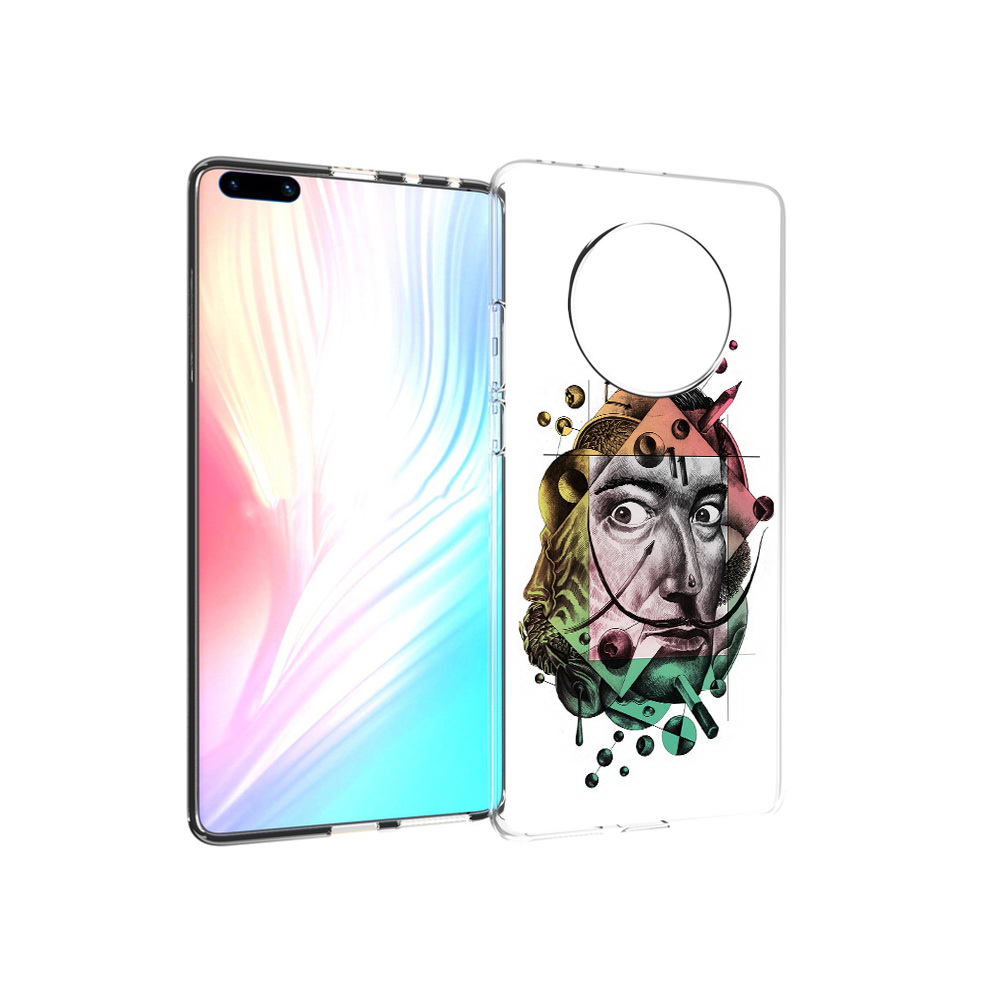

Чехол MyPads Tocco для Huawei Mate 40 Pro разноцветное лицо абстракция, Прозрачный, Tocco