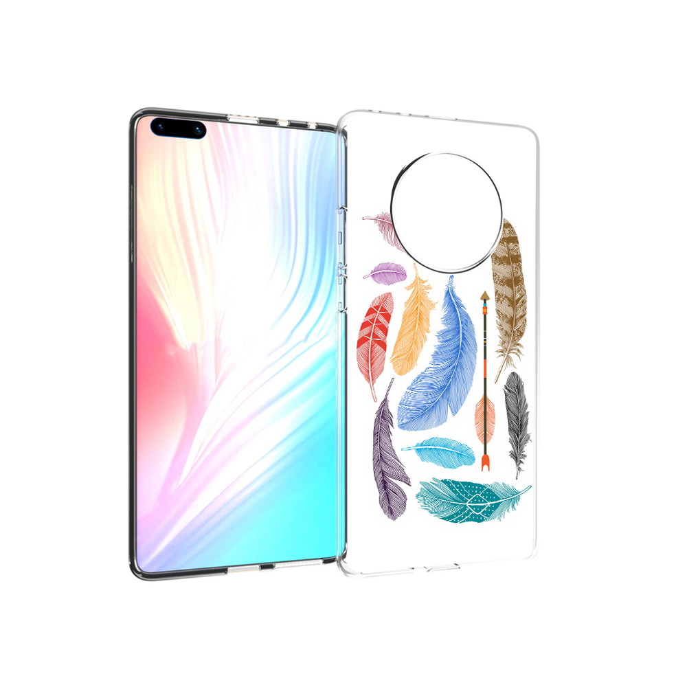 

Чехол MyPads Tocco для Huawei Mate 40 Pro разноцветные перья, Прозрачный, Tocco