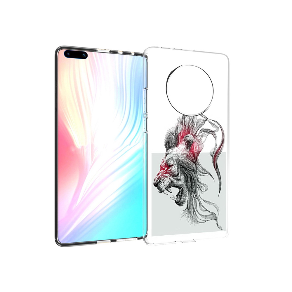 

Чехол MyPads Tocco для Huawei Mate 40 Pro разъяренный лев, Прозрачный, Tocco